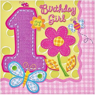 1st Birthday Pink Servietten klein